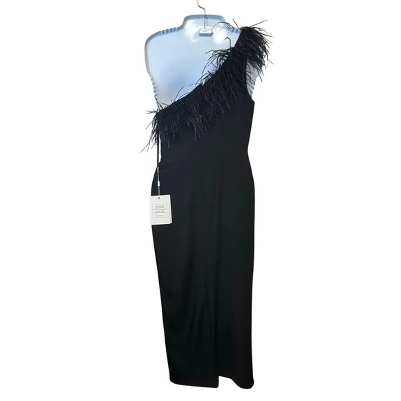 New MAC DUGGAL Feather One-Shoulder Draped Front Dress 78147 Women's 2 - Picture 11 of 13